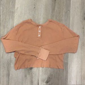 Cropped peach button up!